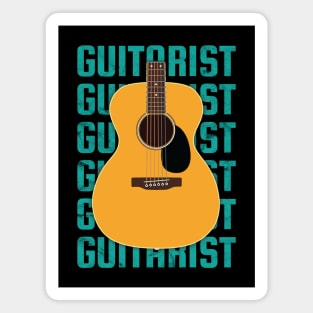 Guitarist Repeated Text Acoustic Guitar Body Magnet